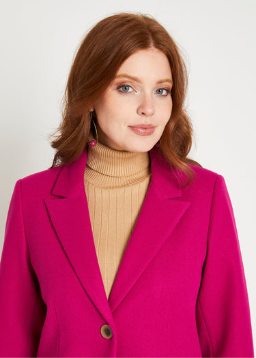 Manteau col tailleur aspect lainage Rose