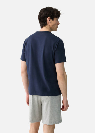 T-shirt coton manches courtes col rond Marine