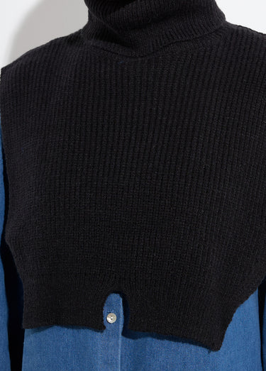 Plastron chaud col roulé en maille Noir