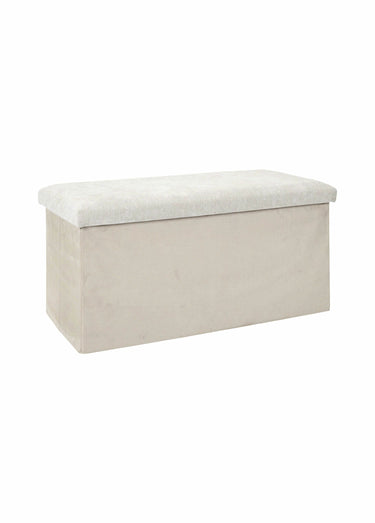 Pouf bouclette avec coffre de rangement 2B Blanc Casse