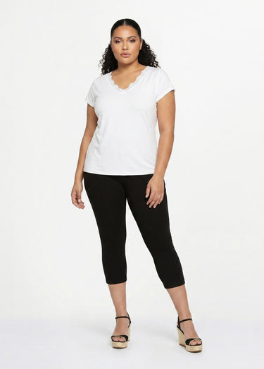 Legging court coton taille élastiquée Noir