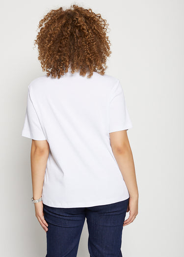 T-shirt jersey col polo manches courtes Blanc