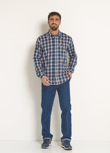 Chemise flanelle chaude petits carreaux Carreaux Marine