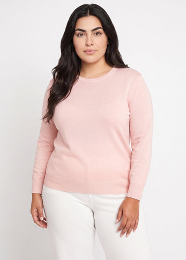 Pull laine mérinos manches longues Rose The