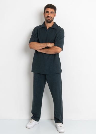 Polo en maille avec col à pointes Bleu