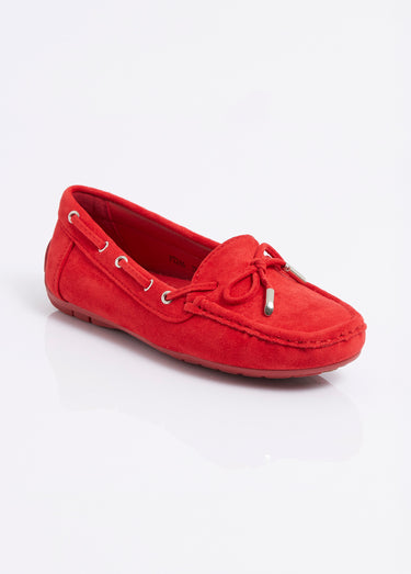 Mocassins en suédine avec œillets métal Rouge