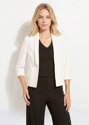 Veste unie courte smocking manches 3/4 Blanc