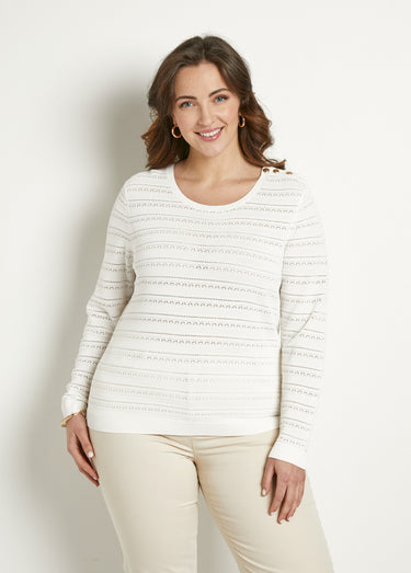Pull doux col rond manches longues Blanc