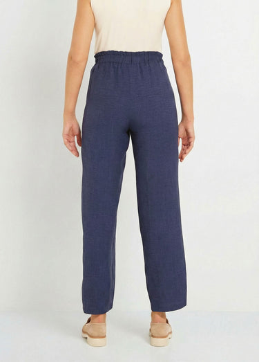 Pantalon large fluide semi élastiqué Marine