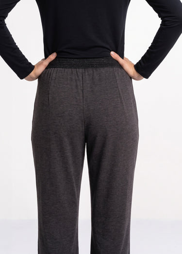 Pantalon droit taille semi élastiquée Uni Gris