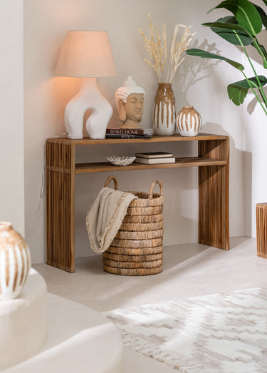Consoles en teck recyclé, design ajouré Naturel