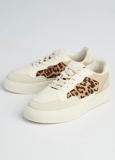 Sneakers multimatières à lacets Leopard