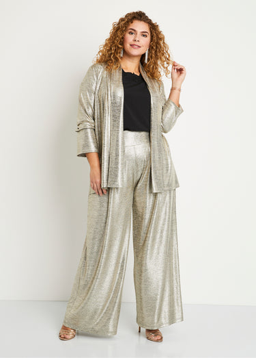 Pantalon large maille brillante taille élastiquée Dore