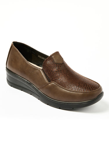 Derbies style loafers semelle compensée Marron