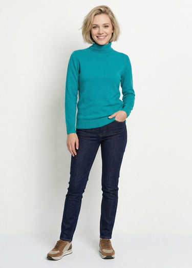 Pull doux col roulé manches longues Vert