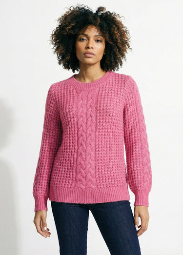 Pull chaud col rond maille moelleuse fantaisie Framboise