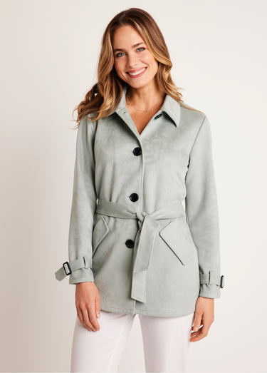 Manteau court tissu suédé Aqua