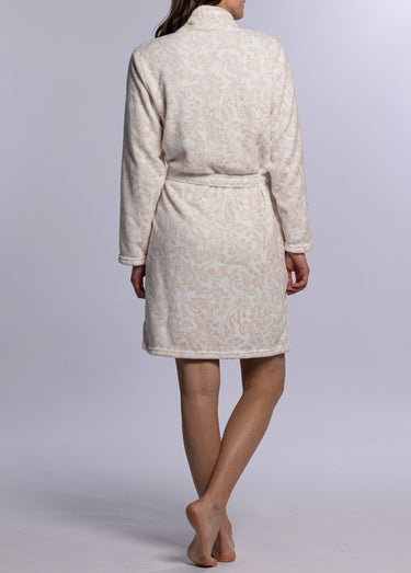 Peignoir court manches longues chaud Imprime/Rose