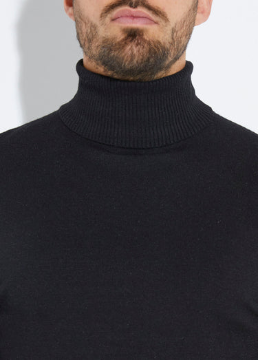 Pull col roulé en maille fine jauge Noir