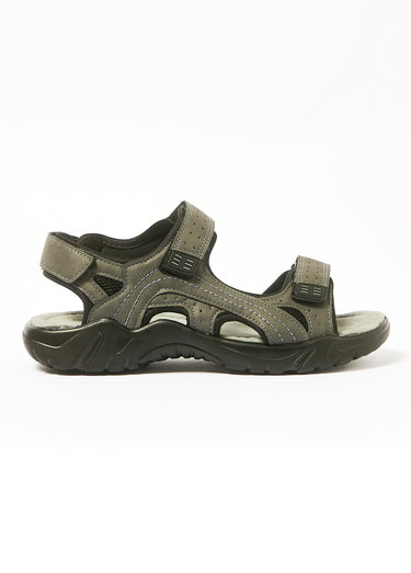 Sandales confortables cuir, 3 brides Gris