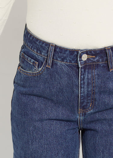 Jean cropped coupe balloon, bas resserré Bleu denim