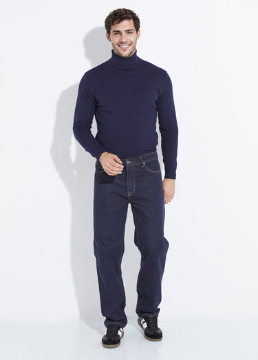 Jean denim 5 poches bas resserré, brut Bleu