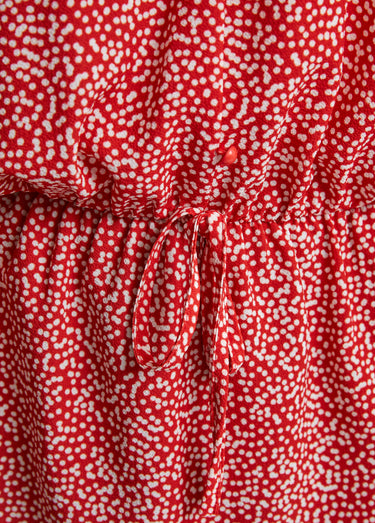 Chemise à basque imprimé pois Rouge/Blanc