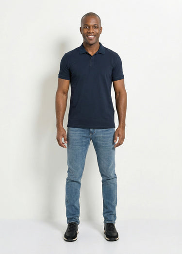 Polo homme manches courtes maille piquée Marine