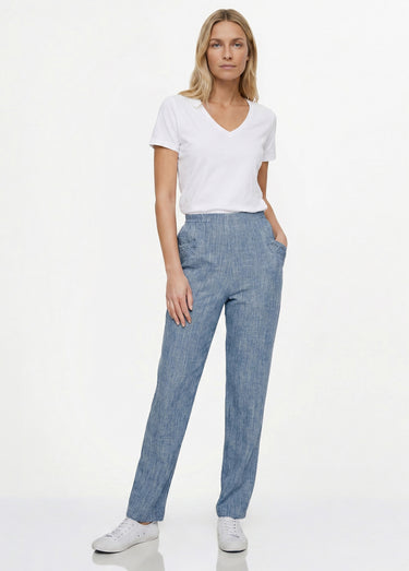 Pantalon ceinture élastiquée ajouré Bleu