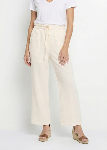 Pantalon large tendance, gaze de coton Blanc