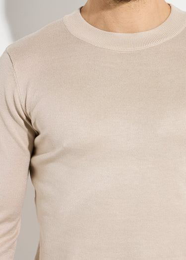 Pull en fine maille avec col montant Beige