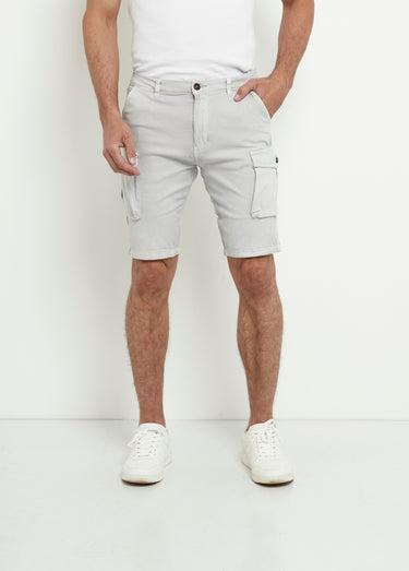 Bermuda extensible à poches côtés à rabat Gris Clair