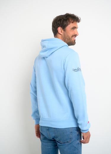 Sweat à capuche demi zip manches longues Bleu Ciel