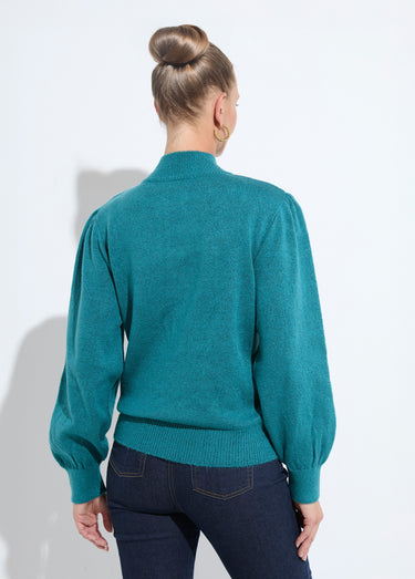 Pull chaud col montant boutonné Vert