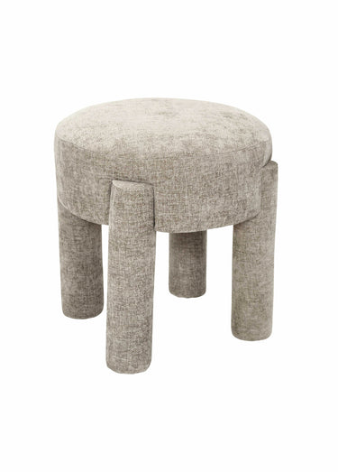 Tabouret en maille chenille et bois 1B Taupe