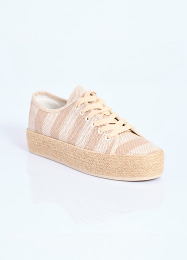 Baskets semelle plateforme façon corde Raye Beige