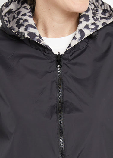 Coupe vent déperlant long motif léopard Noir/Leopard