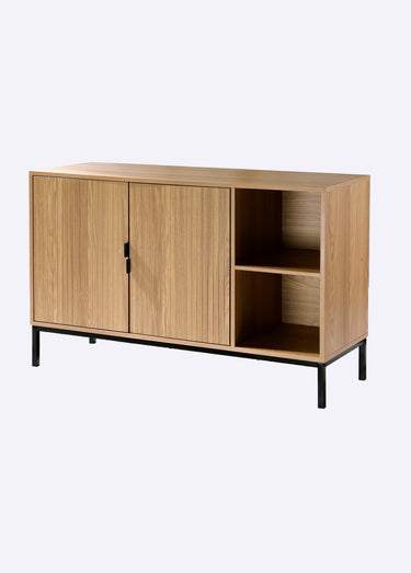 TARA Buffet strié 2 portes + 2 niches Bois Clair
