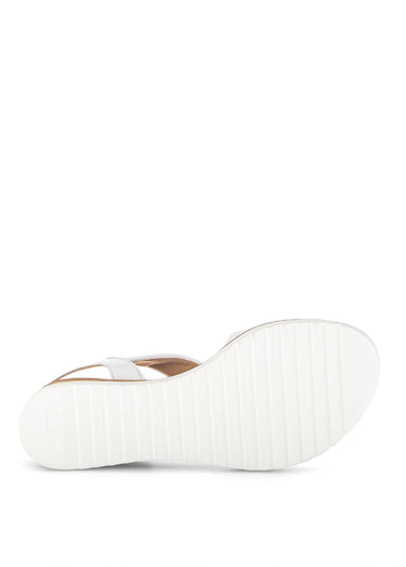 Sandales compensées cuir noué, clair Blanc