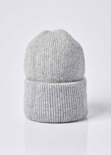 Bonnet en maille cotelée avec angora Gris Clair