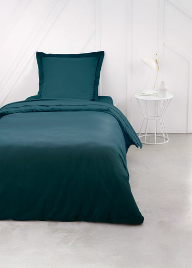 Drap-housse coton uni Paon