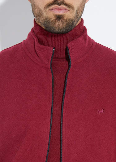 Gilet zippé doux en maille, col montant Bordeaux