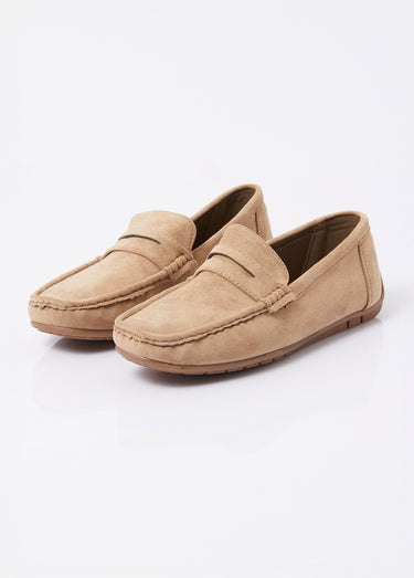 Mocassins suédine, semelle antidérapante Beige