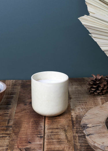 Bougie parfumée pot en céramique, 9cm Beige/Bois gingembre