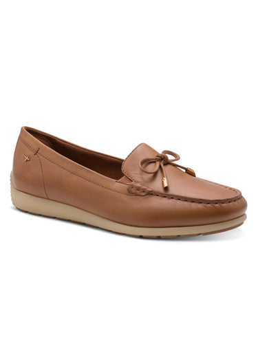 Mocassins confort cuir semelle compensée Cognac
