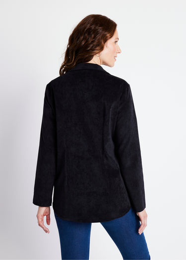 Veste surchemise velours milleraies col tailleur Noir