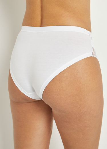Culottes coton et empiècements dentelle Blanc Lot2
