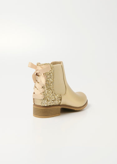 Boots Chelsea talon fantaisie avec nœud Dore