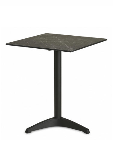 Table bistro carrée 60cm, aspect marbre Gris/Noir