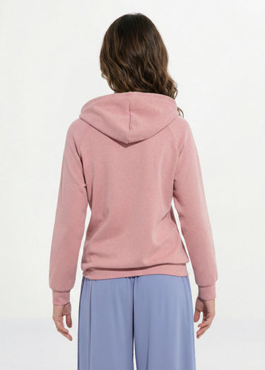 Sweat zippé à capuche molleton gratté Rose